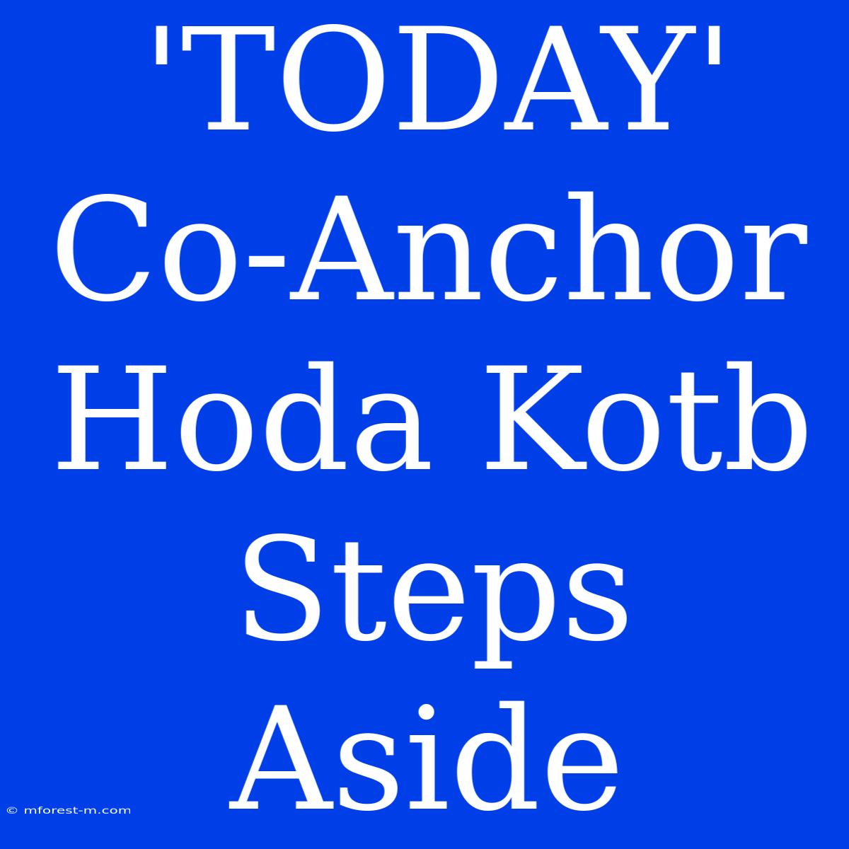 'TODAY' Co-Anchor Hoda Kotb Steps Aside