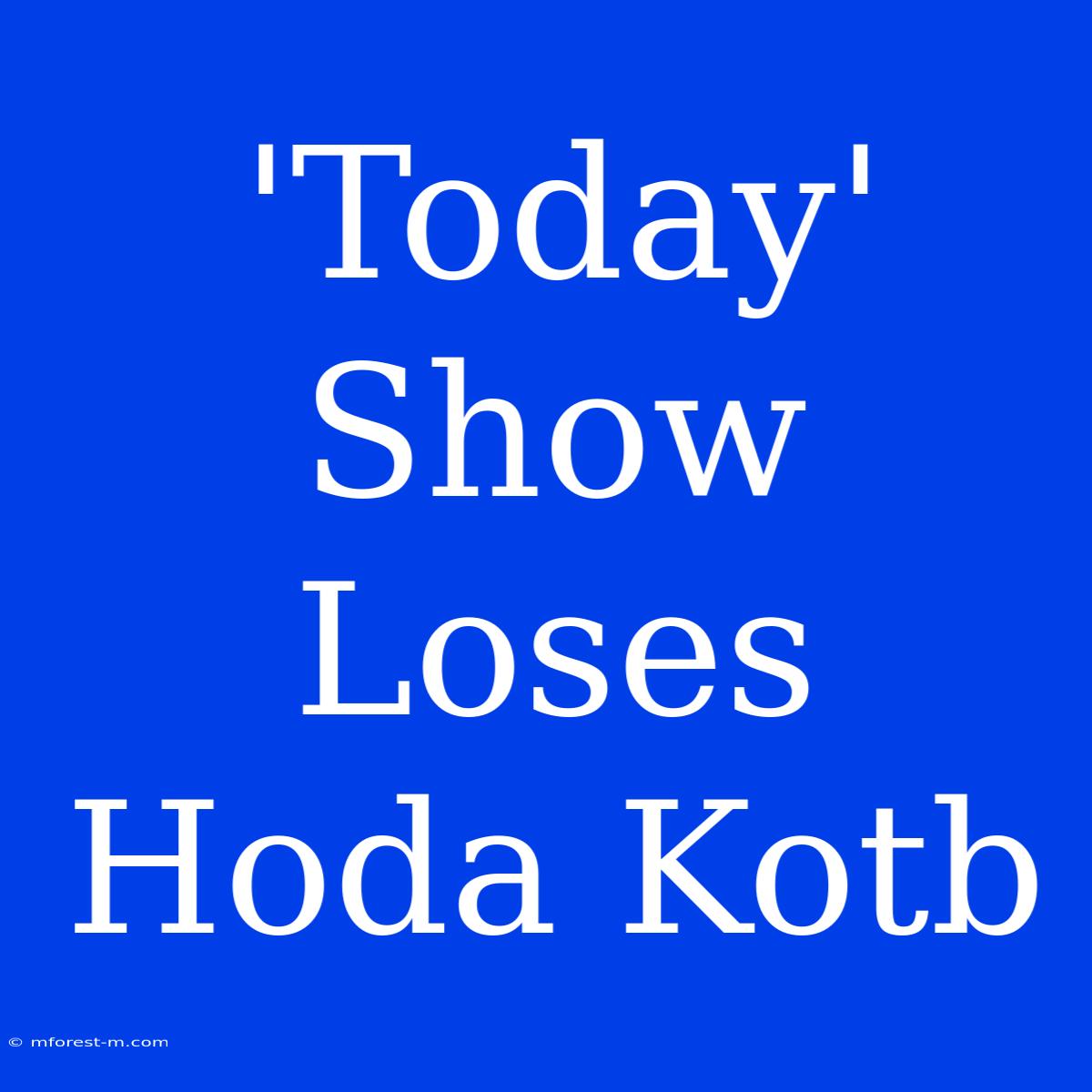 'Today' Show Loses Hoda Kotb