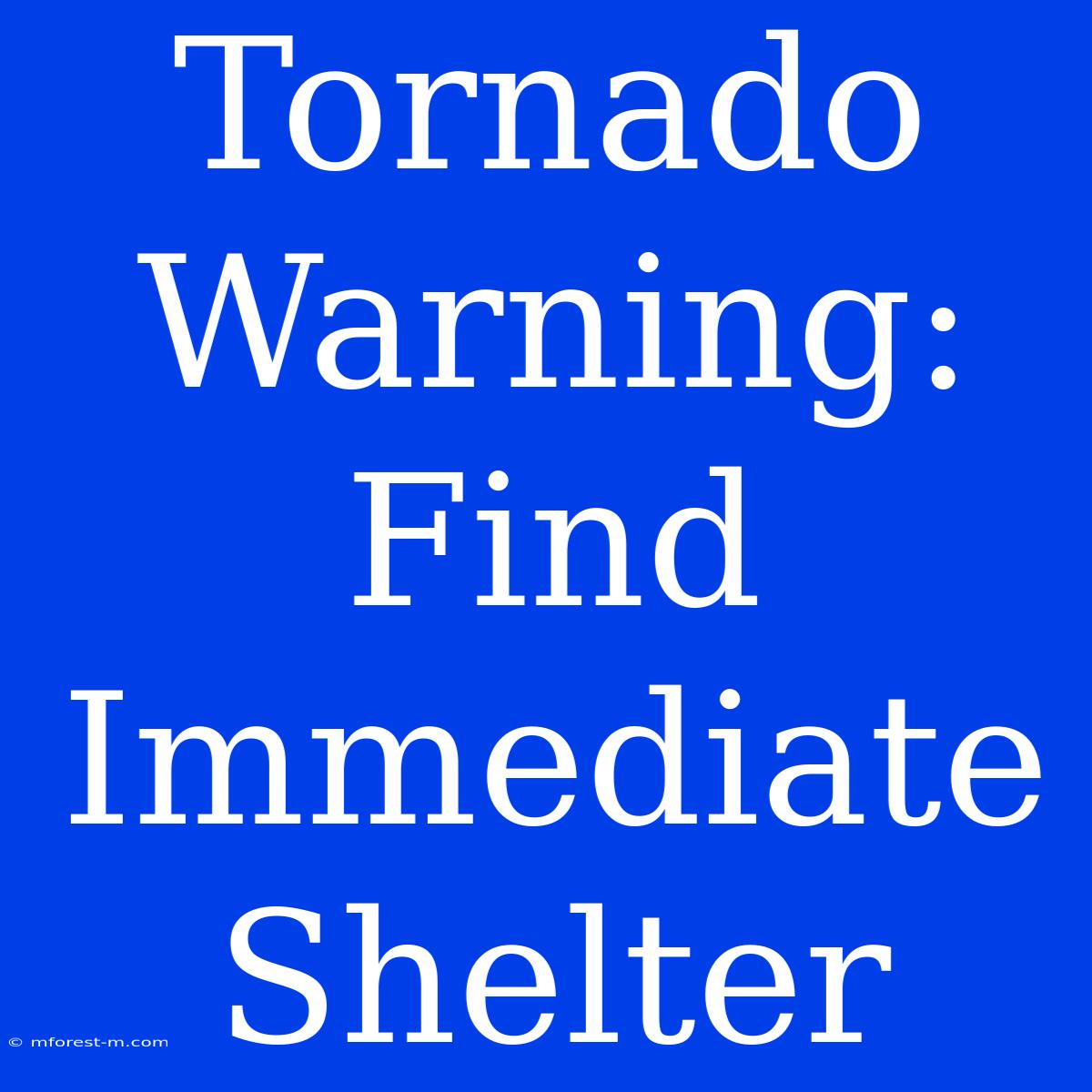 Tornado Warning: Find Immediate Shelter