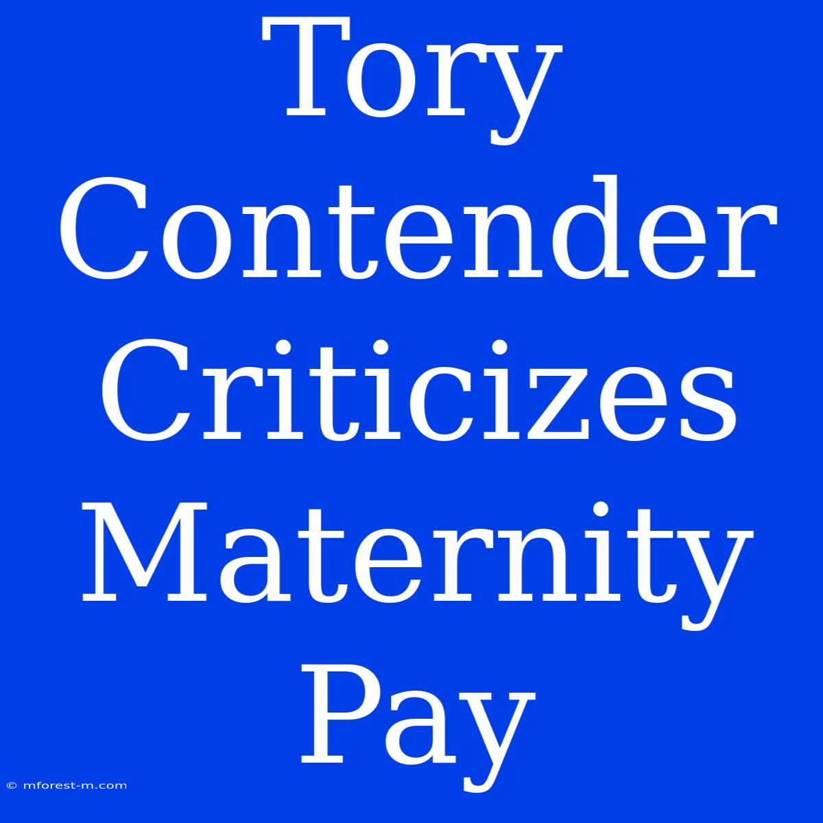 Tory Contender Criticizes Maternity Pay