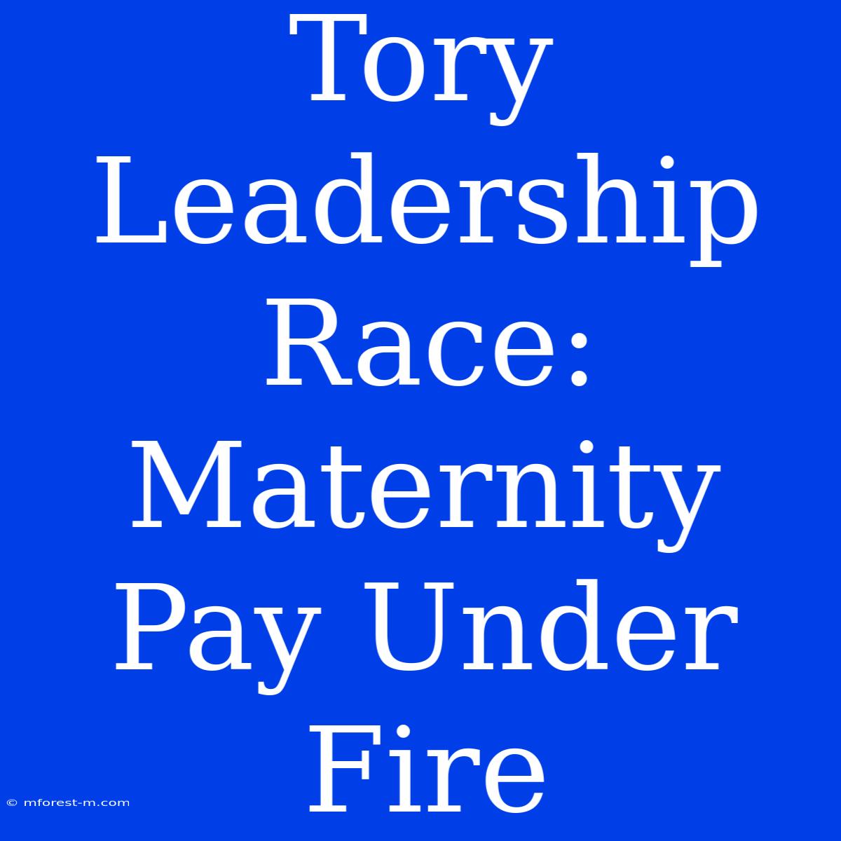 Tory Leadership Race: Maternity Pay Under Fire