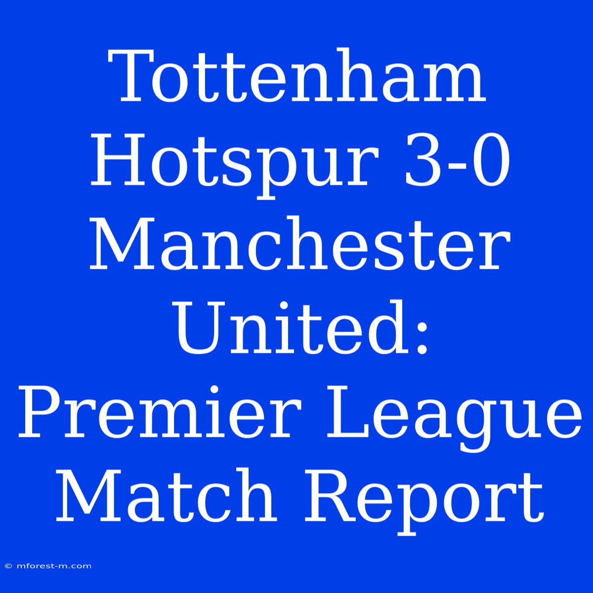 Tottenham Hotspur 3-0 Manchester United: Premier League Match Report