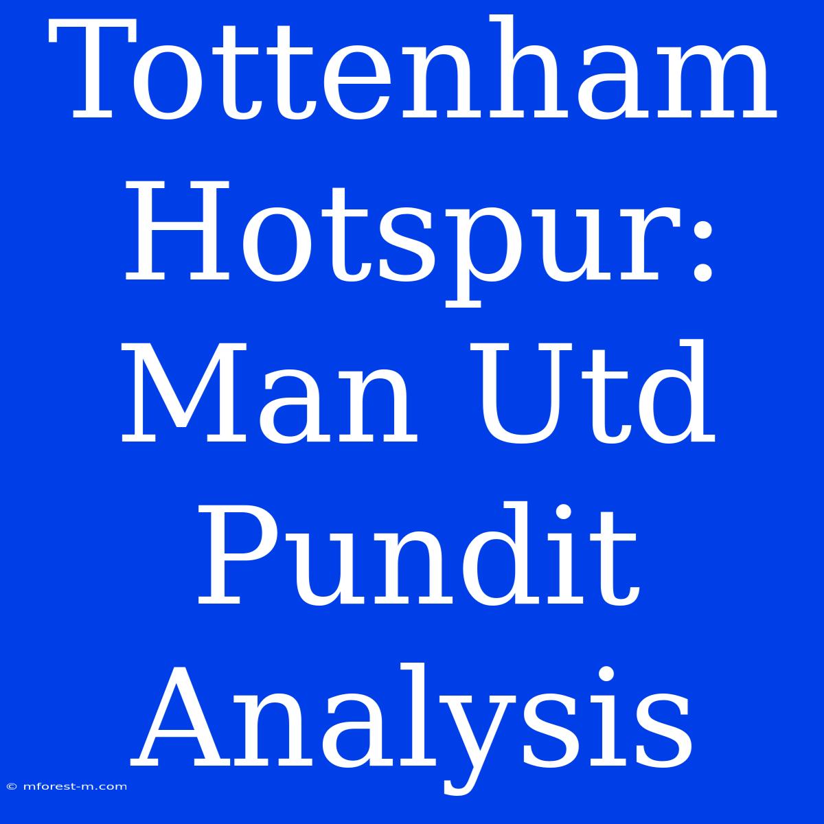 Tottenham Hotspur: Man Utd Pundit Analysis