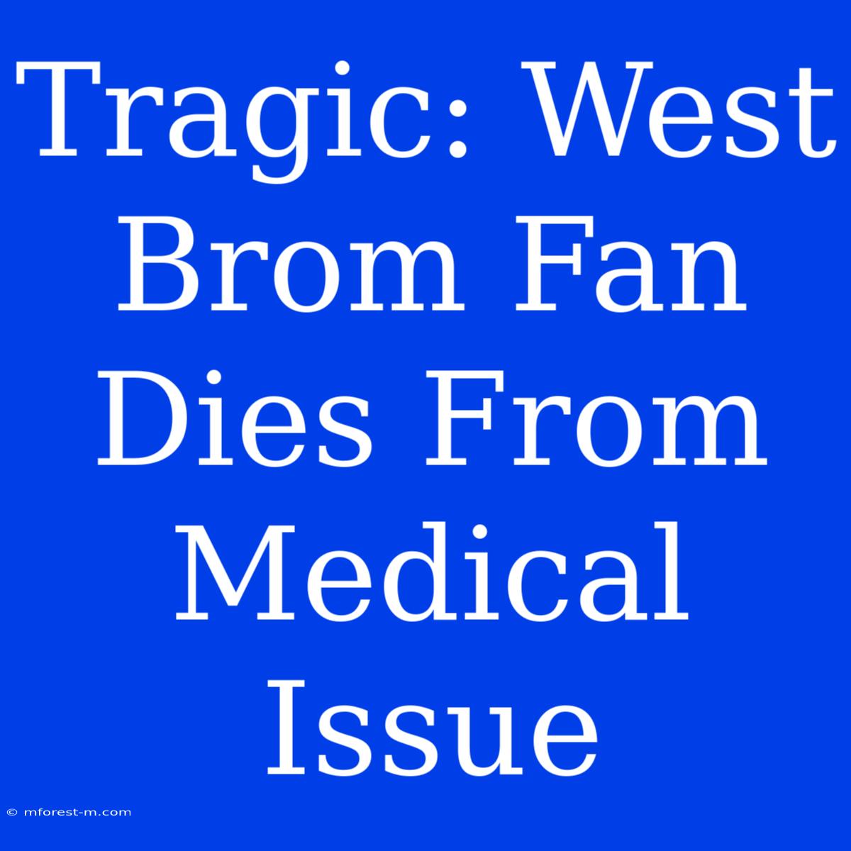 Tragic: West Brom Fan Dies From Medical Issue 