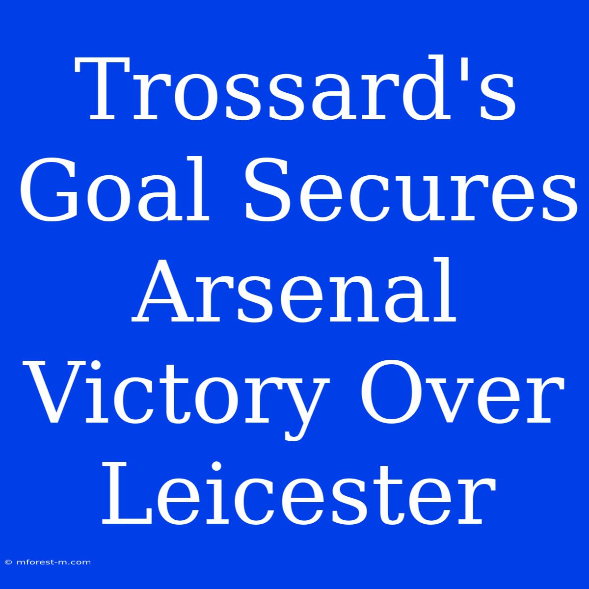 Trossard's Goal Secures Arsenal Victory Over Leicester