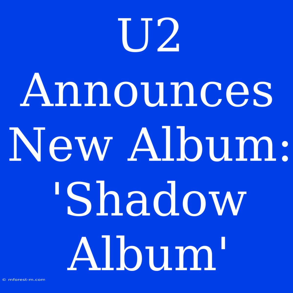 U2 Announces New Album: 'Shadow Album'