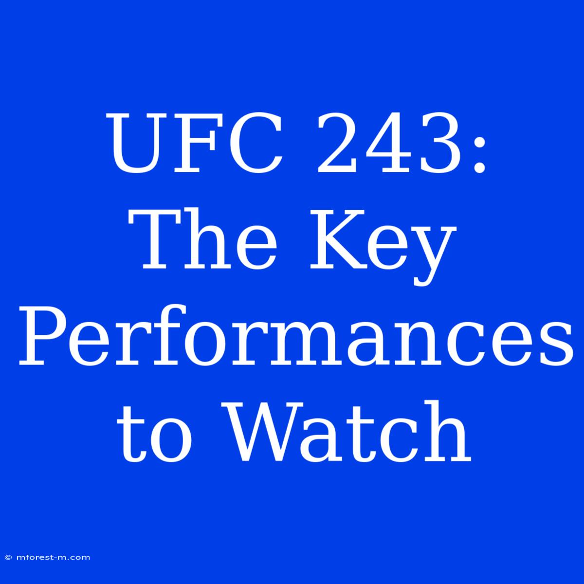 UFC 243: The Key Performances To Watch 