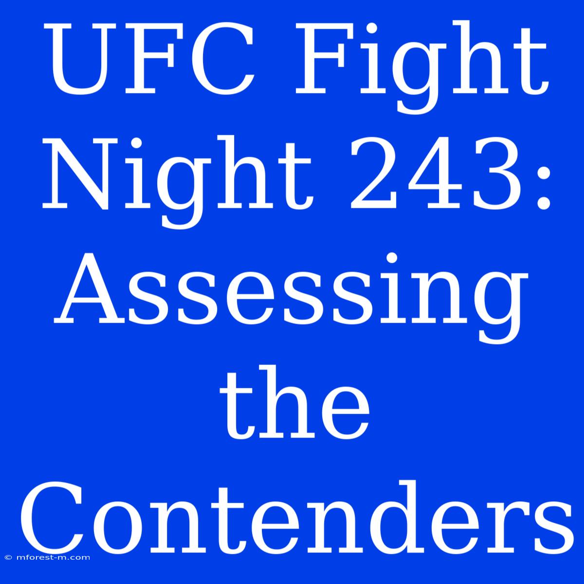 UFC Fight Night 243: Assessing The Contenders