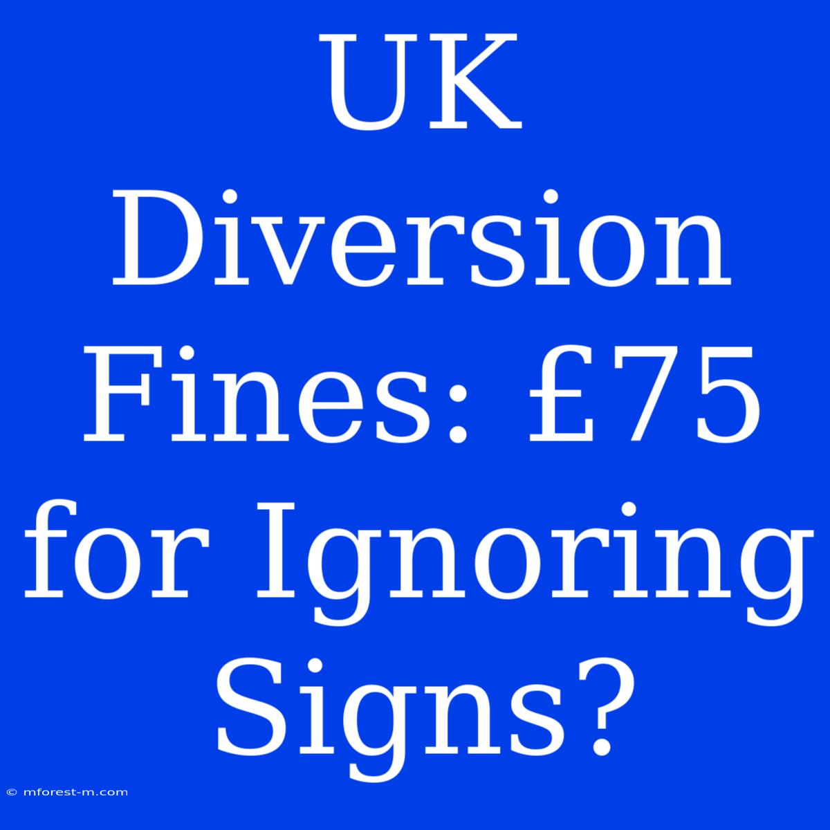 UK Diversion Fines: £75 For Ignoring Signs?