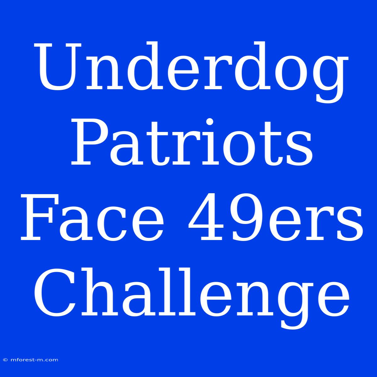 Underdog Patriots Face 49ers Challenge