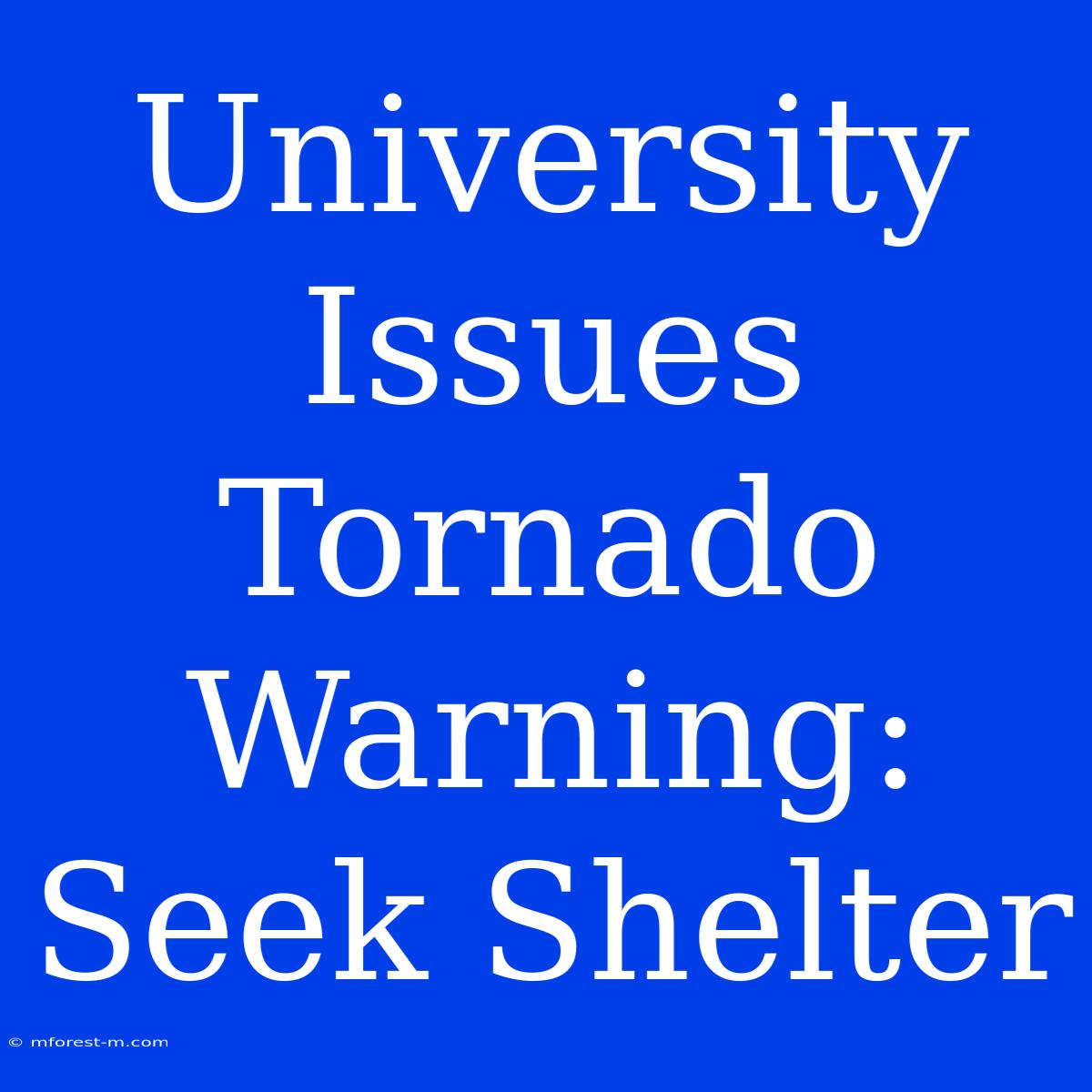 University Issues Tornado Warning: Seek Shelter