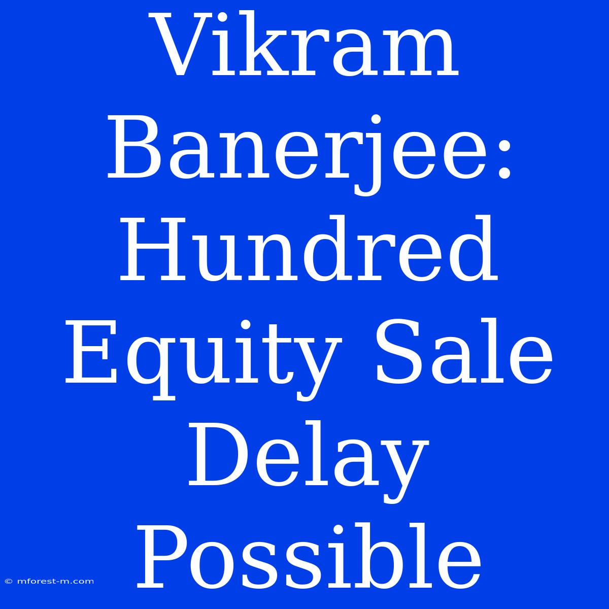 Vikram Banerjee: Hundred Equity Sale Delay Possible