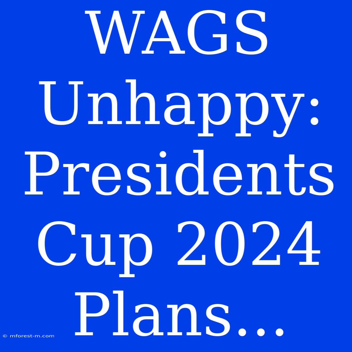 WAGS Unhappy:  Presidents Cup 2024  Plans...