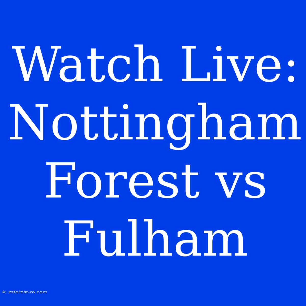 Watch Live: Nottingham Forest Vs Fulham 