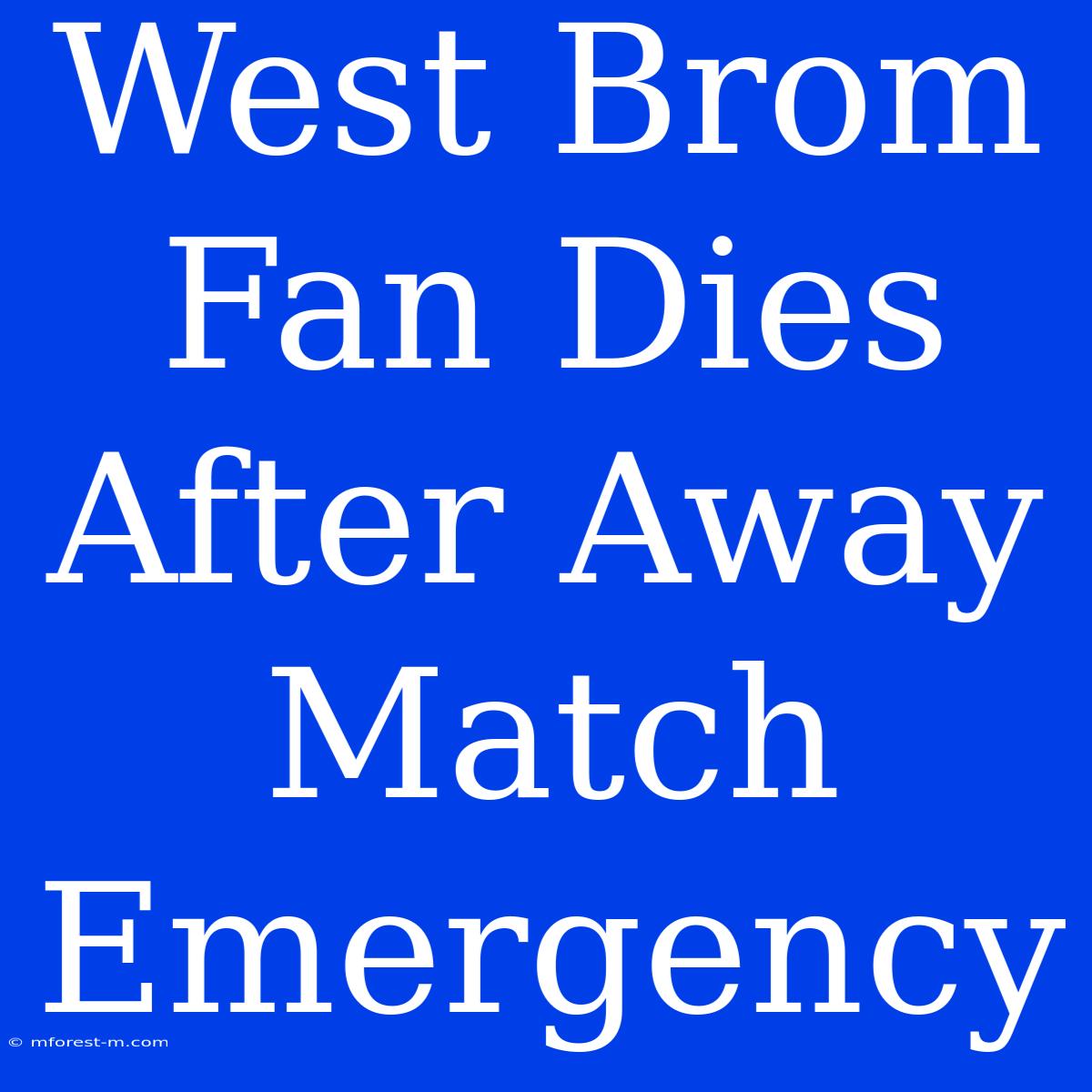 West Brom Fan Dies After Away Match Emergency