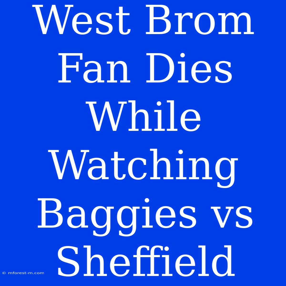 West Brom Fan Dies While Watching Baggies Vs Sheffield