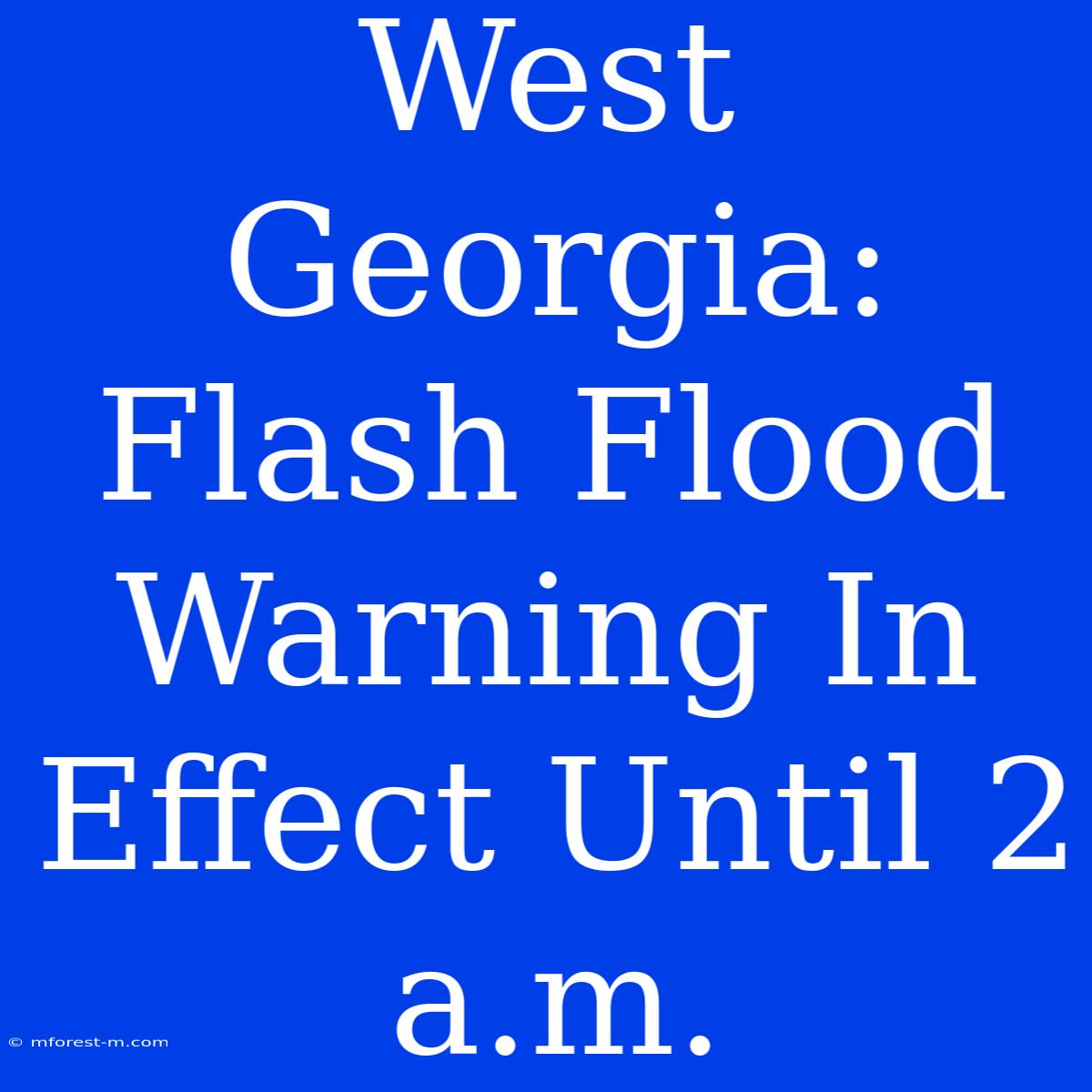 West Georgia: Flash Flood Warning In Effect Until 2 A.m.