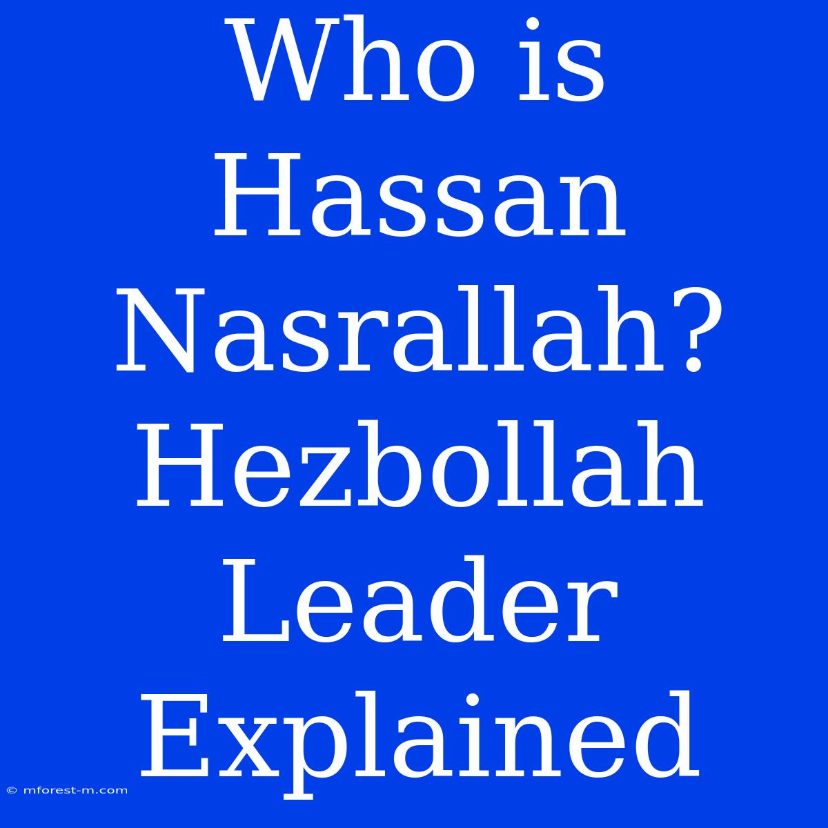 Who Is Hassan Nasrallah? Hezbollah Leader Explained