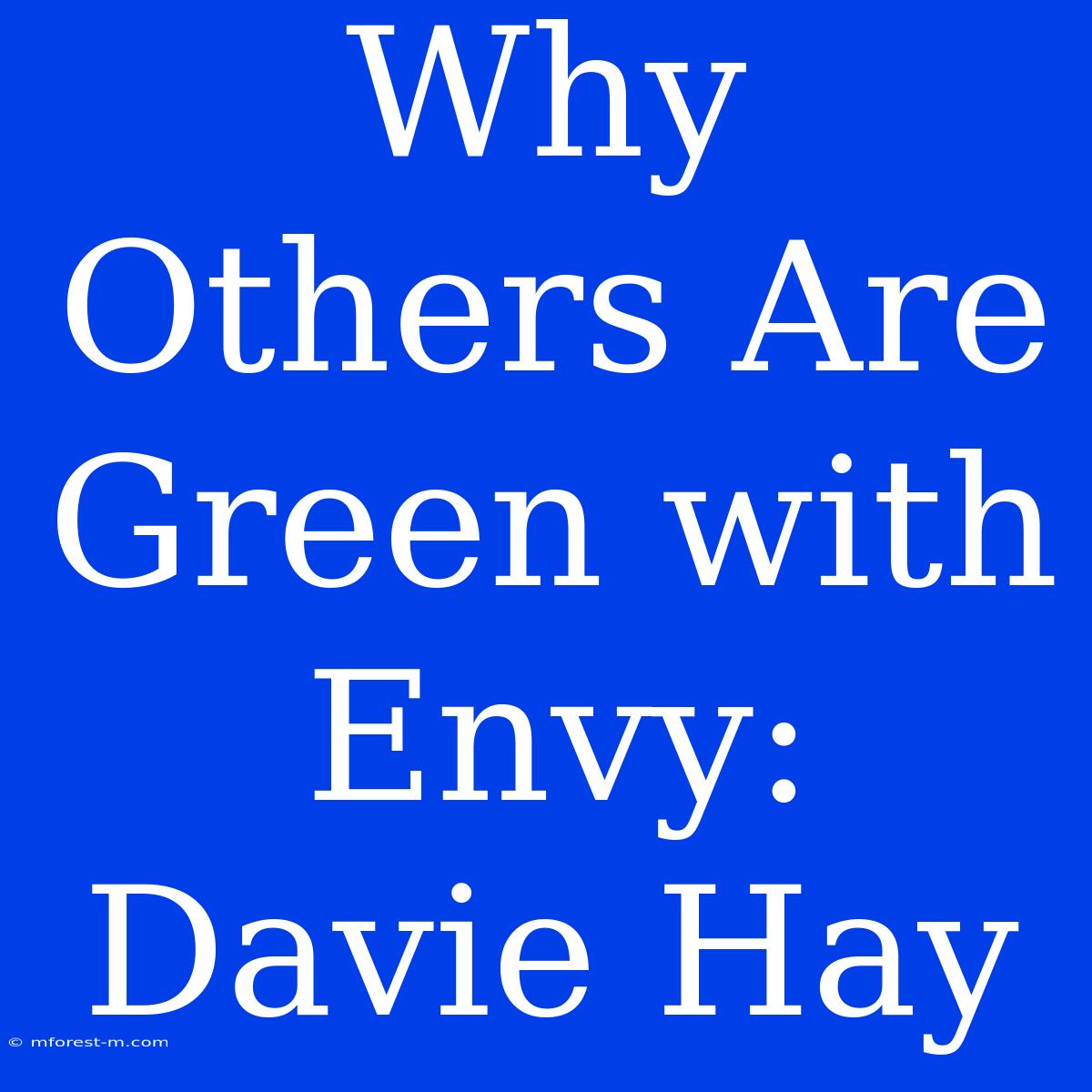 Why Others Are Green With Envy: Davie Hay