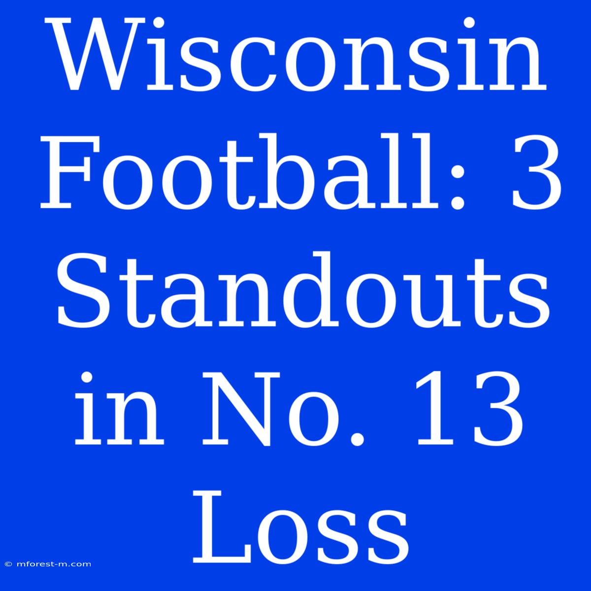 Wisconsin Football: 3 Standouts In No. 13 Loss