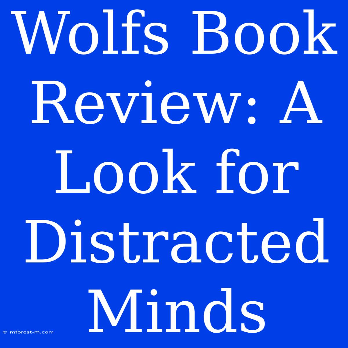 Wolfs Book Review: A Look For Distracted Minds