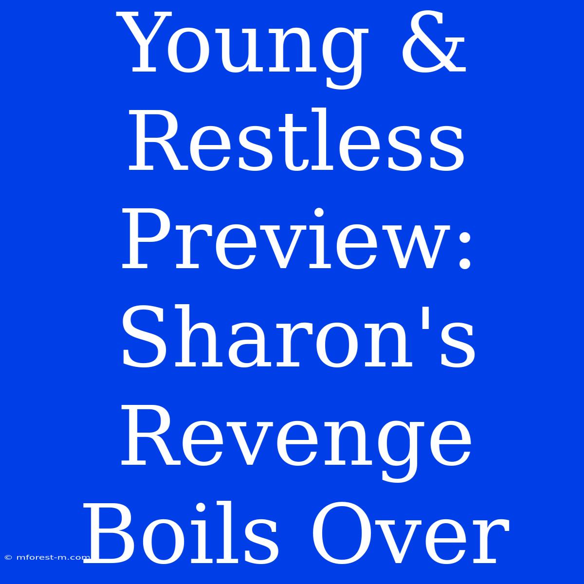 Young & Restless Preview: Sharon's Revenge Boils Over