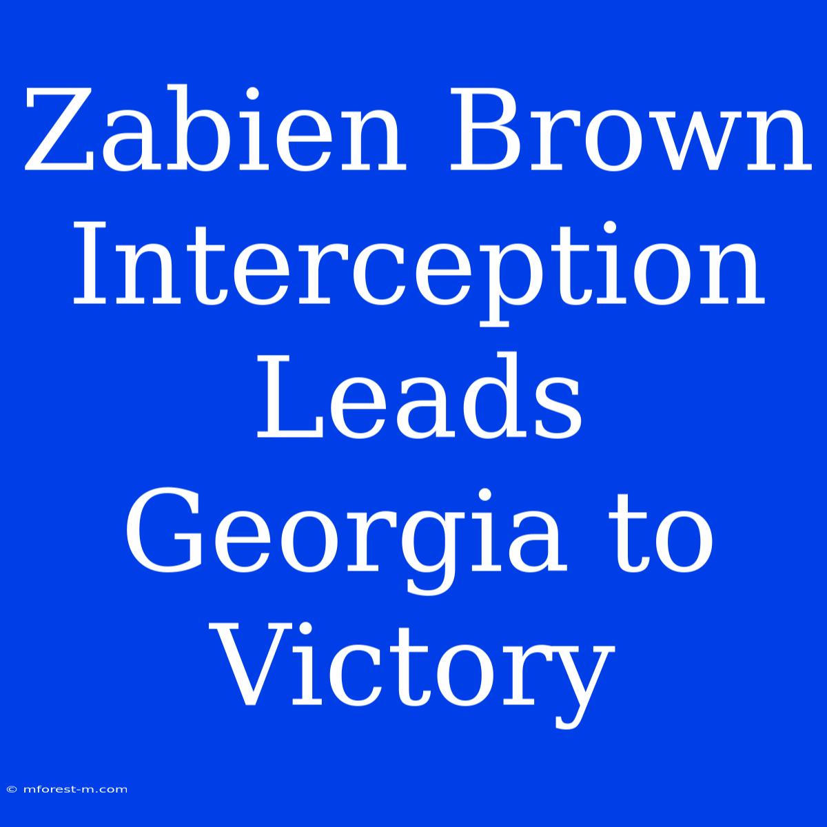 Zabien Brown Interception Leads Georgia To Victory