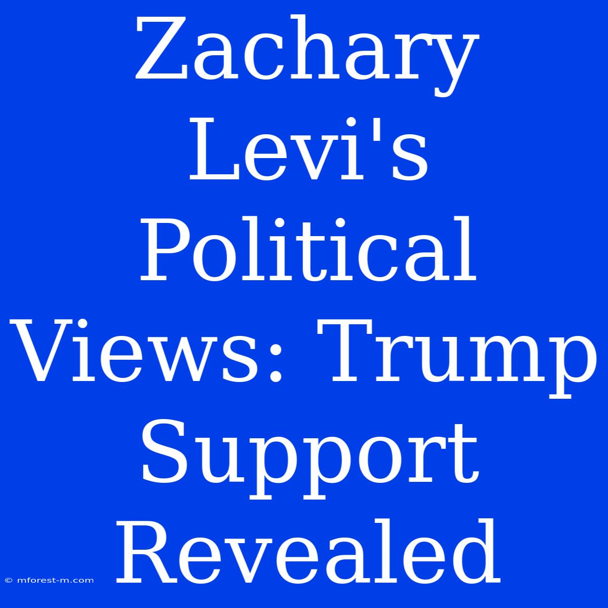 Zachary Levi's Political Views: Trump Support Revealed