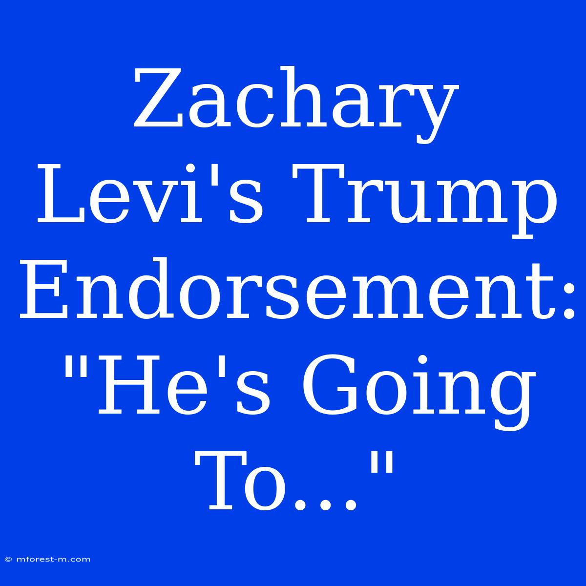 Zachary Levi's Trump Endorsement: 